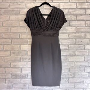 Adrianna Pappell Cap Sleeve V Neck Sheath Cocktail Dress